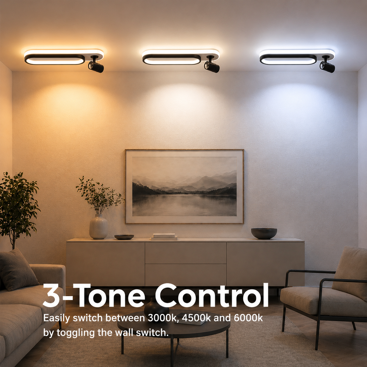Lampadario LED con Proiettore Orientabile FISSO Camilla 49W, luce 3000/4000/6000k, Lampadari LED Nero Titolo predefinito Alessandro Design