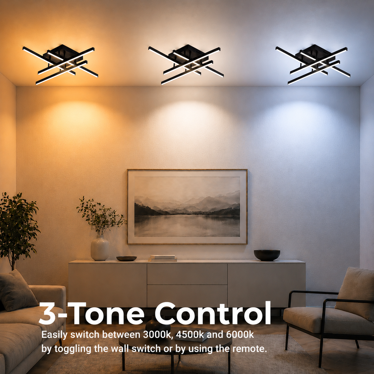 Lampadario LED con Telecomando LINEX, 52W, 4 Elementi, Lineare, Luce Fredda/Calda/Neutra, Dimmerabile, Nero Lampadari LED con Telecomando Titolo predefinito Alessandro Design