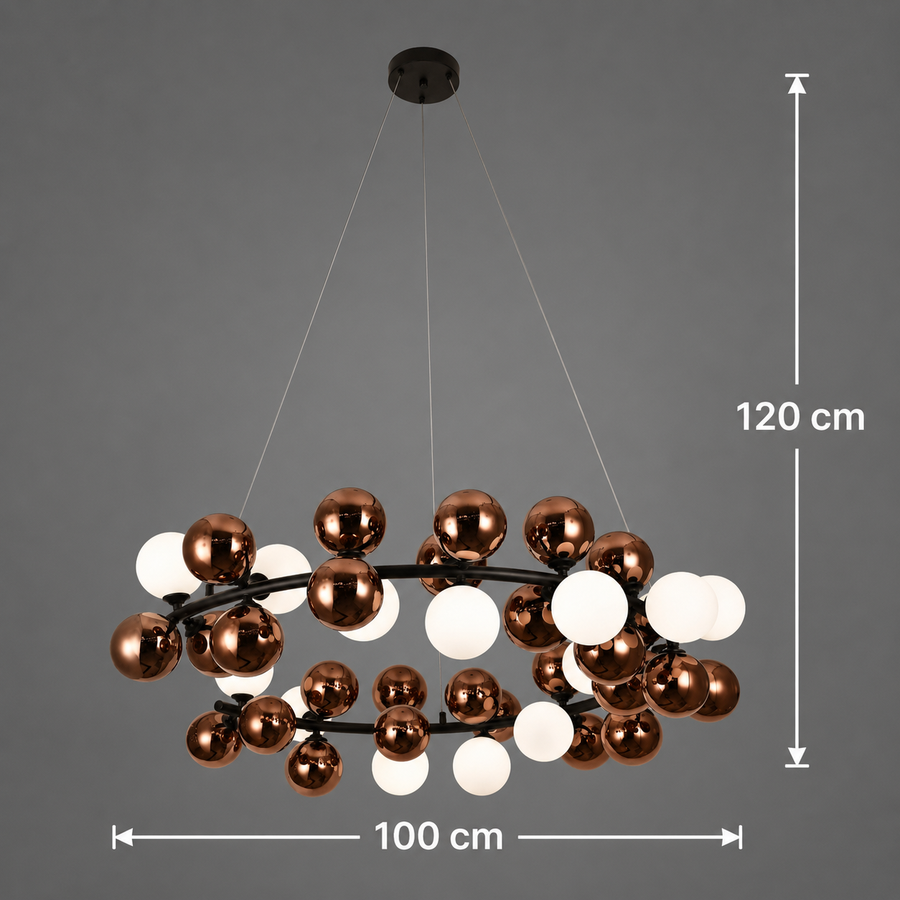 BARRO Supremo Lampadario a sospensione, D100cm, 14x G9, oro rosa, metallo e vetro