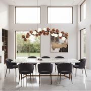 BARRO Grande Lampadario a sospensione, L130cm, 11x G9, oro rosa, metallo e vetro