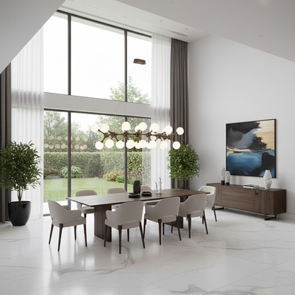 ELEKTRA Grande Lampadario a Sospensione, Ø120cm, 20xG9, Oro, Metallo e Vetro