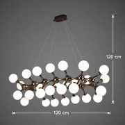 ELEKTRA Grande Lampadario a Sospensione, Ø120cm, 20xG9, Oro, Metallo e Vetro
