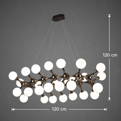 ELEKTRA Grande Lampadario a Sospensione, Ø120cm, 20xG9, Oro, Metallo e Vetro