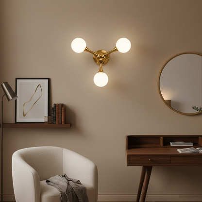 Lampada da parete decorativa ELEKTRA, 40x28cm, 3xG9, Metallo e vetro, Oro