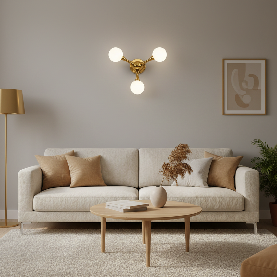 Lampada da parete decorativa ELEKTRA, 40x28cm, 3xG9, Metallo e vetro, Oro