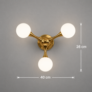Lampada da parete decorativa ELEKTRA, 40x28cm, 3xG9, Metallo e vetro, Oro