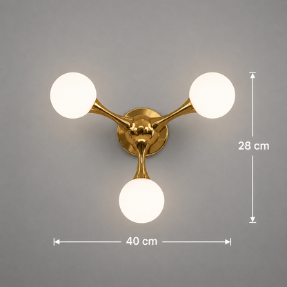 Lampada da parete decorativa ELEKTRA, 40x28cm, 3xG9, Metallo e vetro, Oro