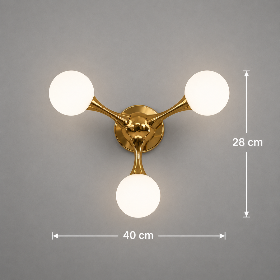 Lampada da parete decorativa ELEKTRA, 40x28cm, 3xG9, Metallo e vetro, Oro