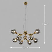 Lampadario Sospeso ELEKTRA Altiera, Ø65cm, 9xG9, Oro, Metallo e Vetro