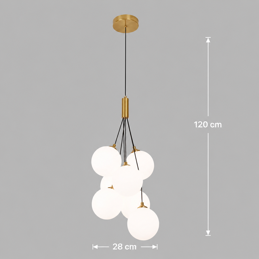 Lampadario a sospensione VINE Petito, Ø28cm, 7xG9, Bianco, Metallo e Vetro
