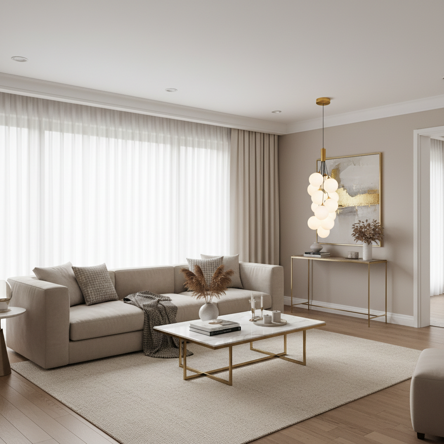 Lampadario a sospensione VINE Nobile, Ø35cm, 13xG9, Bianco, Metallo e Vetro