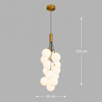 Lampadario a sospensione VINE Nobile, Ø35cm, 13xG9, Bianco, Metallo e Vetro