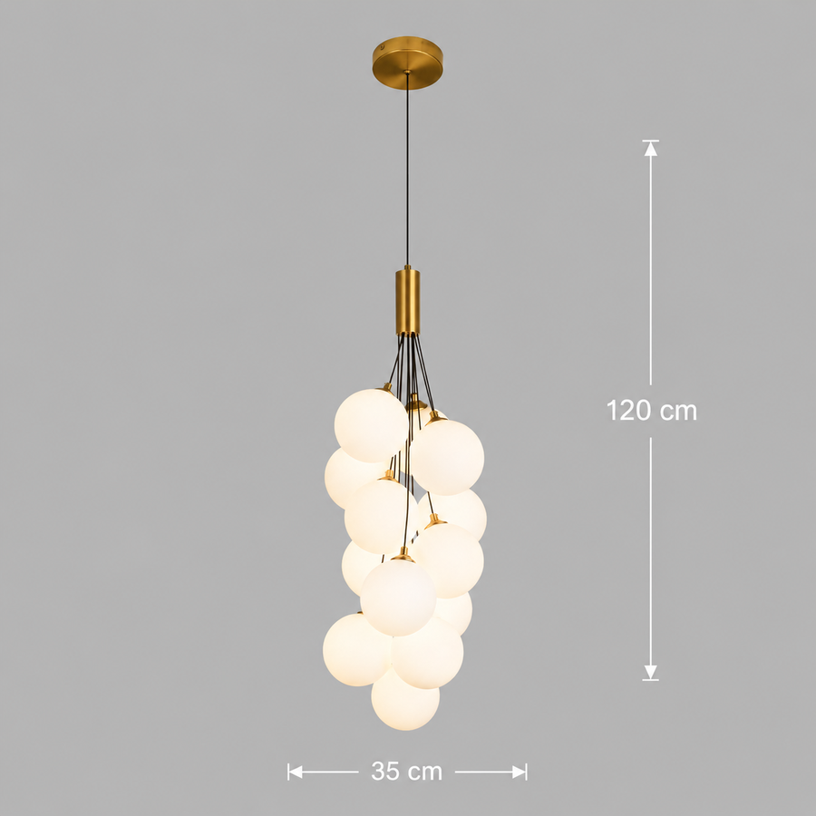 Lampadario a sospensione VINE Nobile, Ø35cm, 13xG9, Bianco, Metallo e Vetro