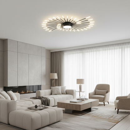 KALESA Grande Lampadario LED, Luce Neutra 4000K, 28W, Bianco, Metallo e Acrilico