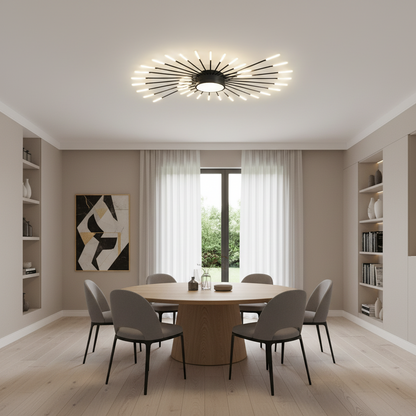 KALESA Grande Lampadario LED, Luce Neutra 4000K, 28W, Bianco, Metallo e Acrilico