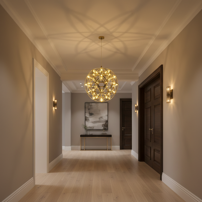 Lampadario moderno LED WELD Petito, 18W, Diametro 30cm, Altezza Regolabile, Cromo Lucido