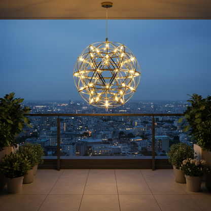 Lampadario moderno LED WELD Petito, 18W, Diametro 30cm, Altezza Regolabile, Cromo Lucido