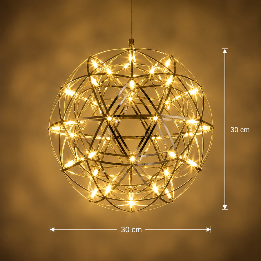 Lampadario moderno LED WELD Petito, 18W, Diametro 30cm, Altezza Regolabile, Cromo Lucido