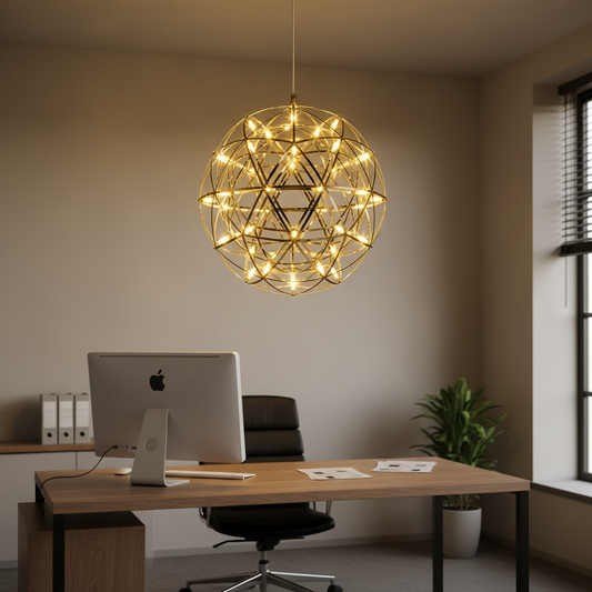 Lampadario moderno LED WELD Nobile, 18W, Luce Calda 3000K, Diametro 40cm, Altezza Regolabile, Cromo Lucido