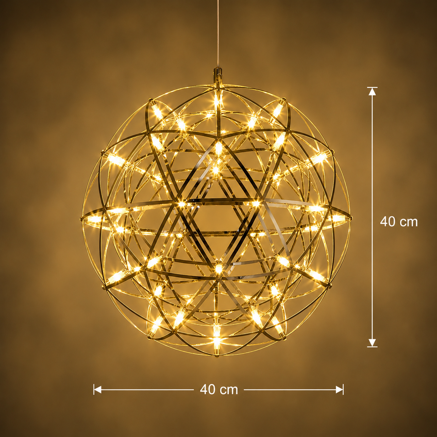 Lampadario moderno LED WELD Nobile, 18W, Luce Calda 3000K, Diametro 40cm, Altezza Regolabile, Cromo Lucido
