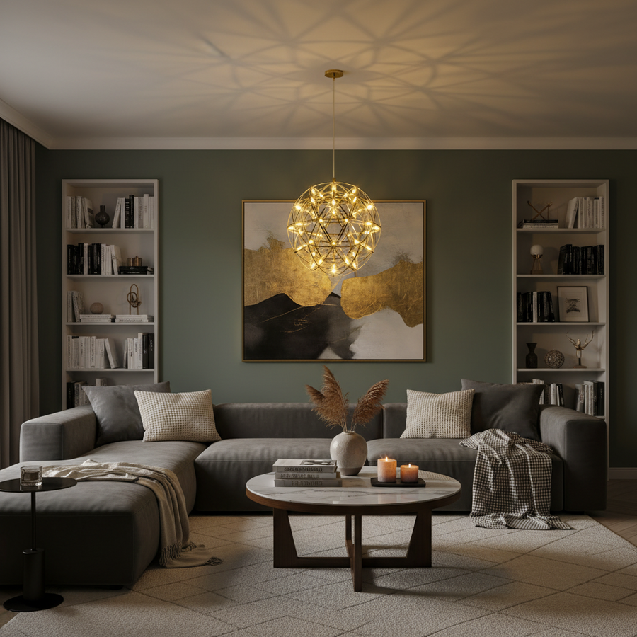 Lampadario moderno LED WELD Magno, 18W, Luce Calda 3000K, Diametro 50cm, Altezza Regolabile, Cromo Lucido