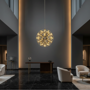 Lampadario moderno LED WELD Magno, 18W, Luce Calda 3000K, Diametro 50cm, Altezza Regolabile, Cromo Lucido