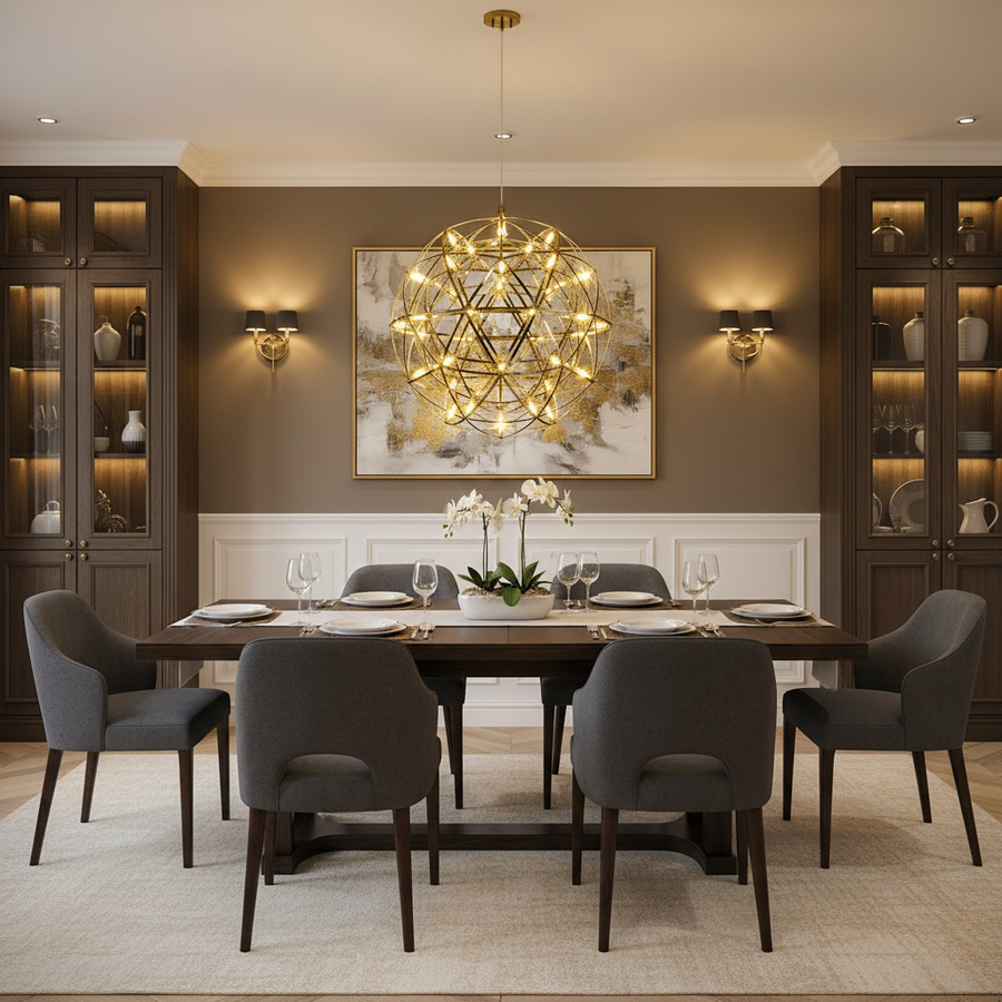 Lampadario moderno LED WELD Magno, 18W, Luce Calda 3000K, Diametro 50cm, Altezza Regolabile, Cromo Lucido