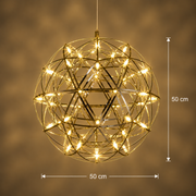 Lampadario moderno LED WELD Magno, 18W, Luce Calda 3000K, Diametro 50cm, Altezza Regolabile, Cromo Lucido