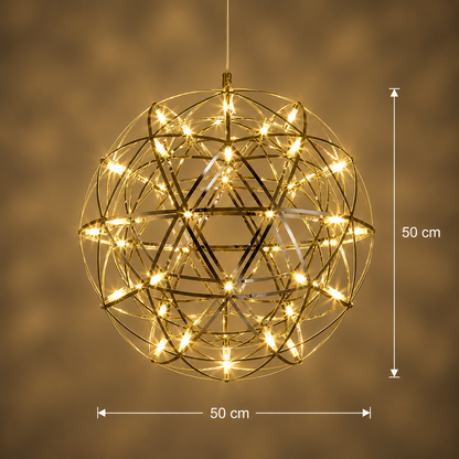 Lampadario moderno LED WELD Magno, 18W, Luce Calda 3000K, Diametro 50cm, Altezza Regolabile, Cromo Lucido