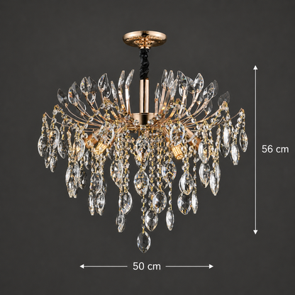 Lampadario in Cristallo PALERMO Elegance 5xE14, Diametro 50cm, Oro