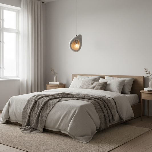 FOAMER Lampadario Moderno, 35 cm, Sospensione, 1x E27, Bianco, Metallo e Schiuma, Altezza Regolabile