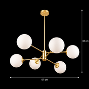 Lampadario a sospensione LOFT, 6x E27, Oro