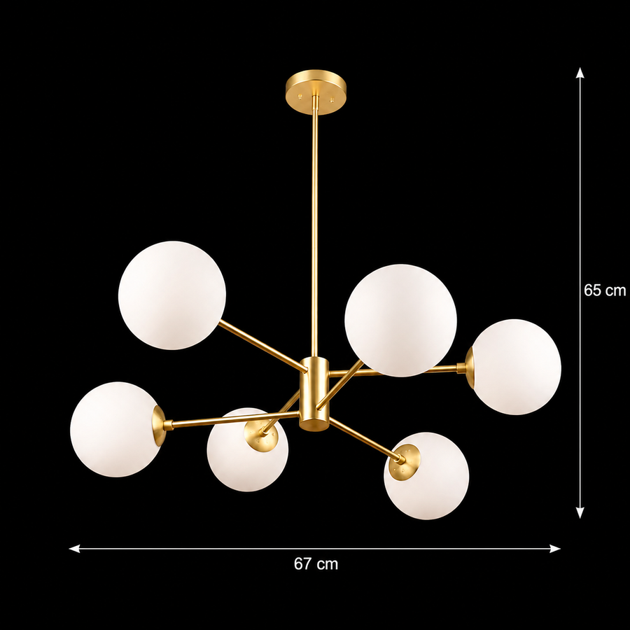 Lampadario a sospensione LOFT, 6x E27, Oro