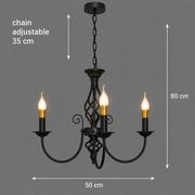 Lampadario ANJOUX Elegance, 3xE14, diametro 50 cm, nero, altezza regolabile, metallo