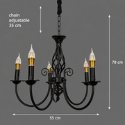 Lampadario ANJOUX Magno, 5xE14, diametro 55 cm, nero, altezza regolabile, metallo