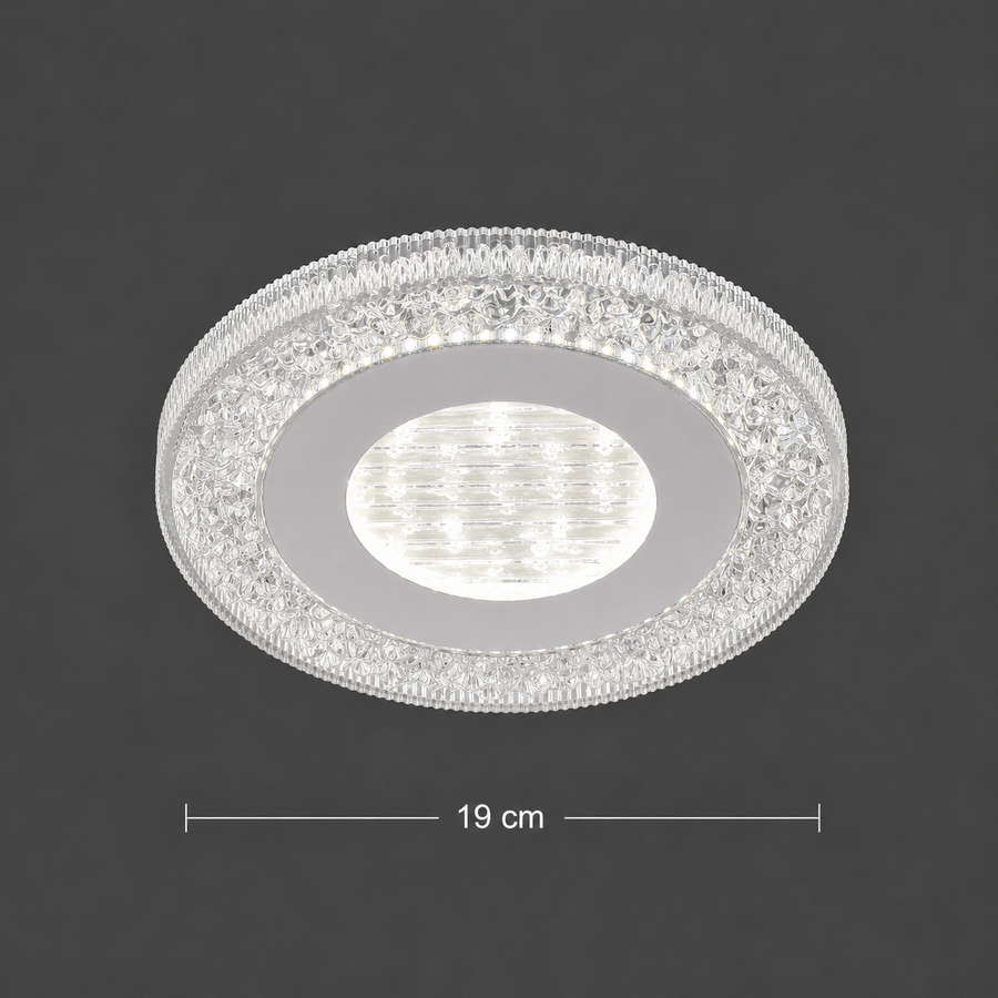 Lampadario LED SHARIN, 18W, Diametro 19cm, Luce Calda/Neutra/Fredda, Bianco, Metallo e Acrilico