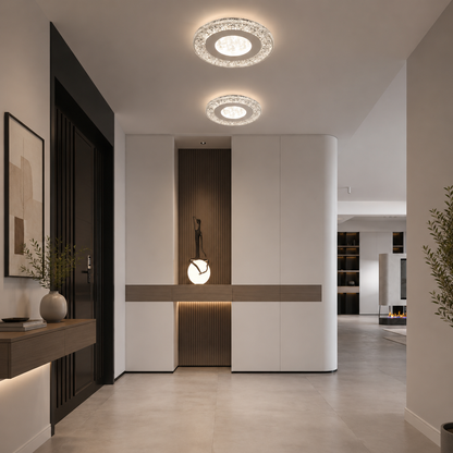 Lampadario LED SHARIN, 18W, Diametro 19cm, Luce Calda/Neutra/Fredda, Bianco, Metallo e Acrilico
