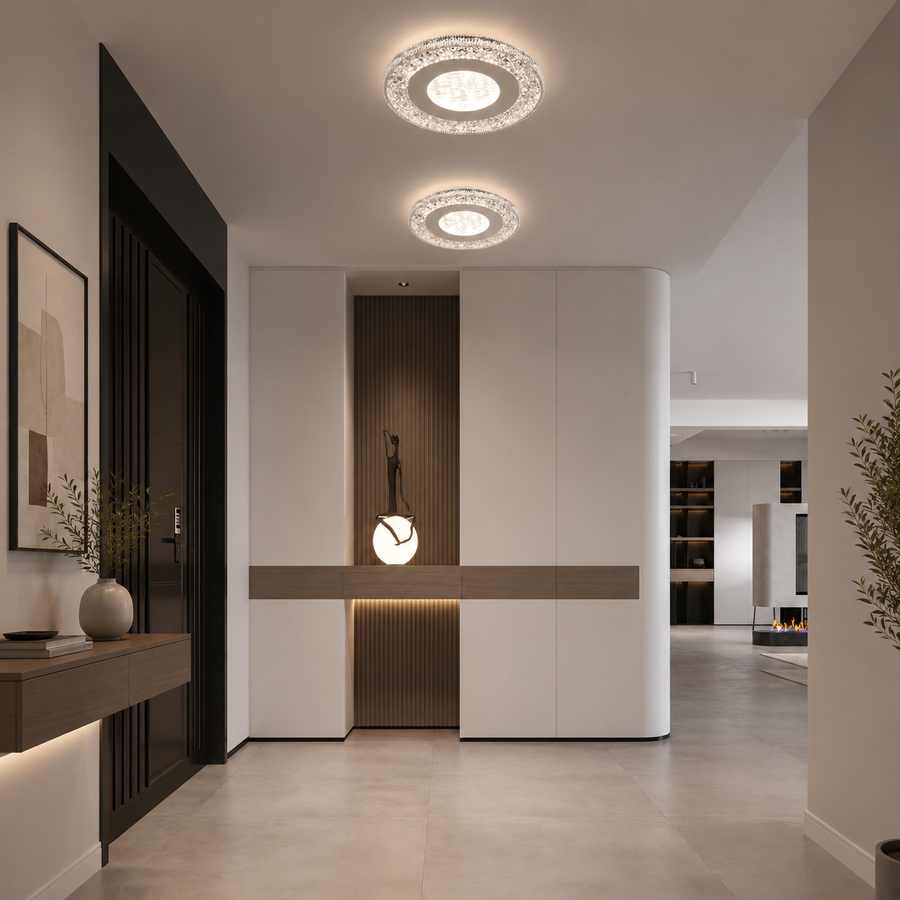 Lampadario LED SHARIN, 18W, Diametro 19cm, Luce Calda/Neutra/Fredda, Bianco, Metallo e Acrilico