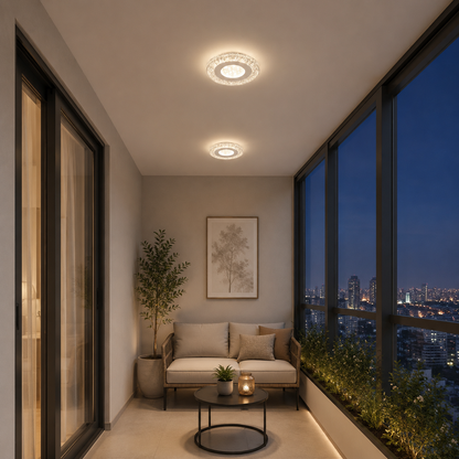 Lampadario LED SHARIN, 18W, Diametro 19cm, Luce Calda/Neutra/Fredda, Bianco, Metallo e Acrilico