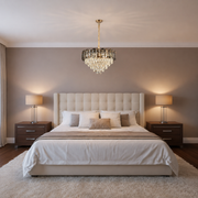 Lampadario Cristallo AURUM Nobile 9xE14, Diametro 40cm, Altezza 30cm, Oro Lucido, Altezza Regolabile, Design Elegante