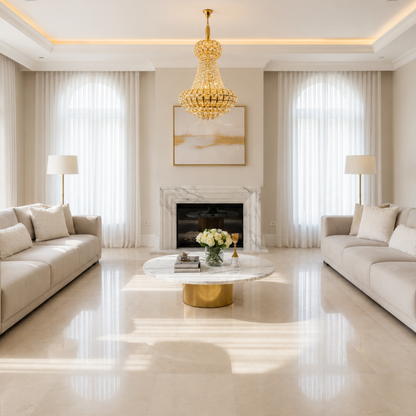 Lampadario Cristallo CASTRUM Eleganza 9xE14, D50 cm, Oro, Altezza Regolabile, Metallo e Cristallo