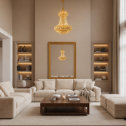 Lampadario Cristallo CASTRUM Magno 11xE14, D60 cm, Oro, Altezza Regolabile, Metallo e Cristallo
