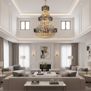 VELIOR Supremo Lampadario in cristallo 40xE14, D100 cm, Oro, Altezza regolabile, Metallo e cristallo