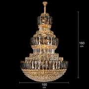 VELIOR Supremo Lampadario in cristallo 40xE14, D100 cm, Oro, Altezza regolabile, Metallo e cristallo