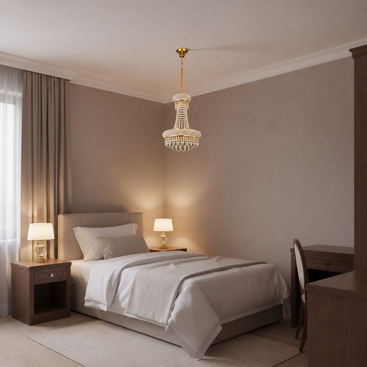 Lampadario Cristallo NUVOLA Nobile 8xE14, D40 cm, Oro, Altezza Regolabile, Metallo e Cristallo
