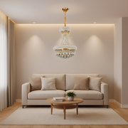 NUVOLA Elegenza Lampadario Cristallo, 12xE14, D50 cm, Oro, Altezza Regolabile, Metallo e Cristallo