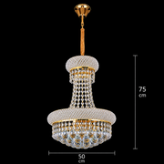 NUVOLA Elegenza Lampadario Cristallo, 12xE14, D50 cm, Oro, Altezza Regolabile, Metallo e Cristallo