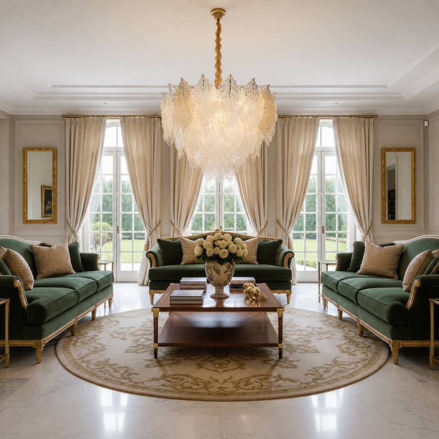 Lampadario in Cristallo LACE Magno 11xE14, Diametro 60cm, Altezza 42cm, Oro Lucido, Altezza Regolabile, Design Elegante Lampadario in Cristallo Titolo predefinito Alessandro Design