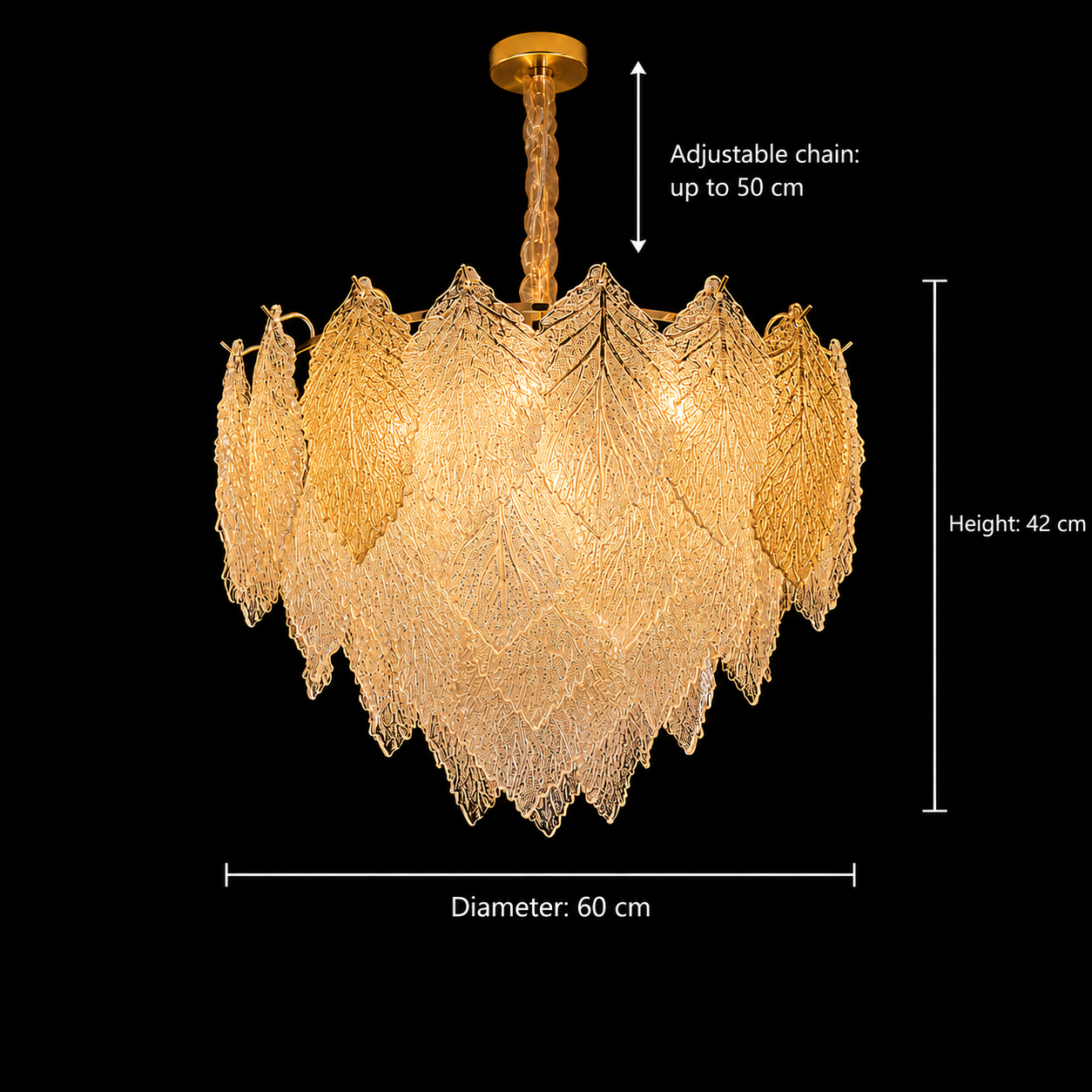 Lampadario in Cristallo LACE Magno 11xE14, Diametro 60cm, Altezza 42cm, Oro Lucido, Altezza Regolabile, Design Elegante Lampadario in Cristallo Titolo predefinito Alessandro Design