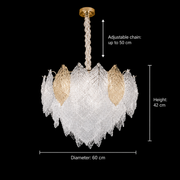 Lampadario in Cristallo LACE Elegance 9xE14, Diametro 50cm, Altezza 36cm, Oro Lucido, Altezza Regolabile, Design Elegante Lampadario in Cristallo Titolo predefinito Alessandro Design